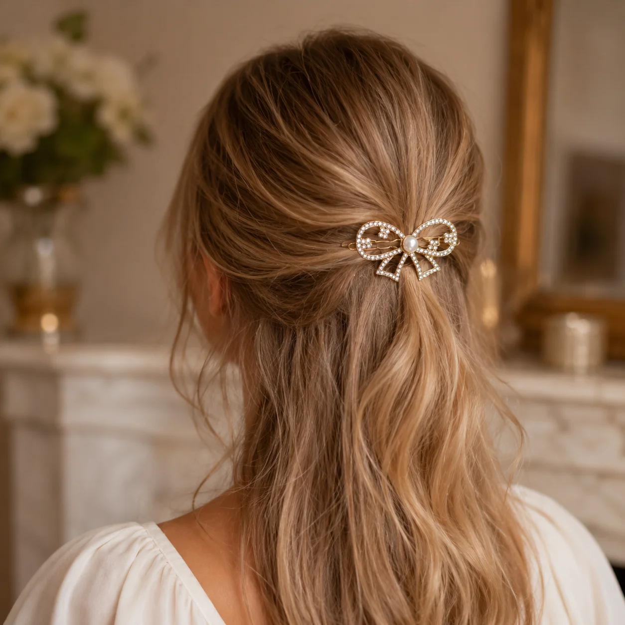 Pearl Bow Hair Clip